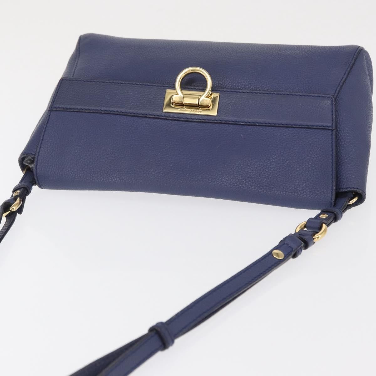 Salvatore Ferragamo Abbey Leather Navy Leather Shoulder Bag Bag (Pre-Owned)