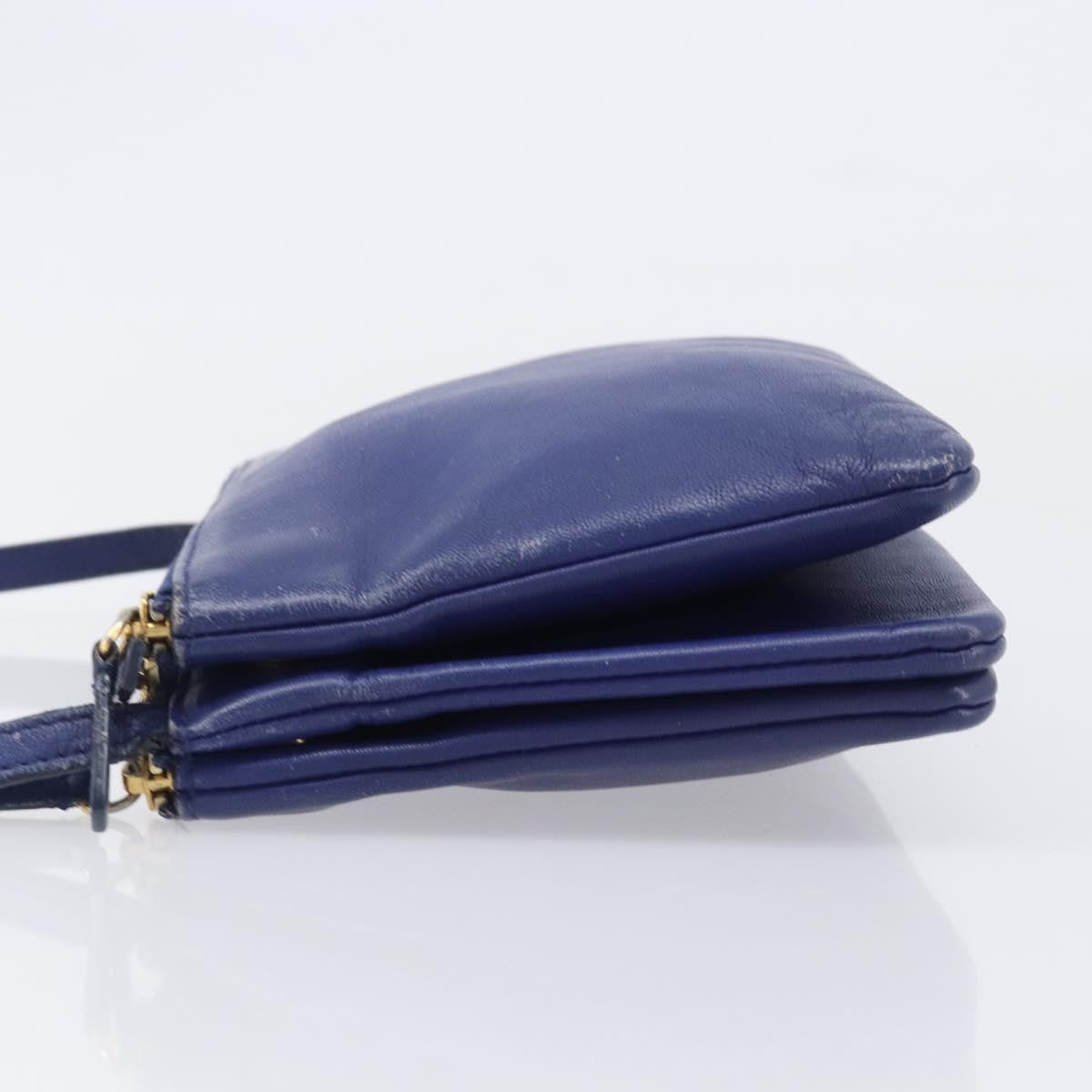 Celine Trio Leather Blue Leather Crossbody Bag Bag (Pre-Owned)