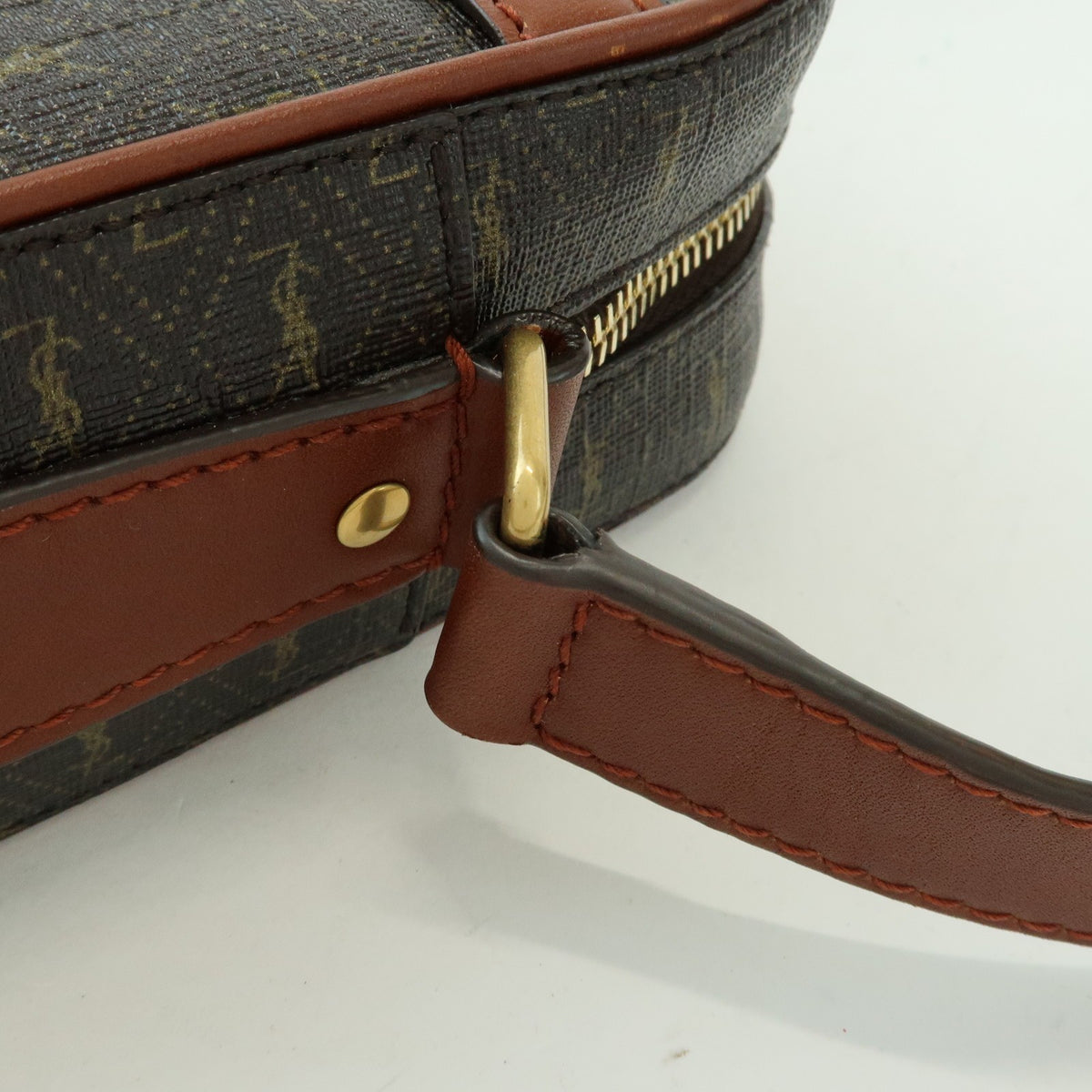 Saint Laurent Le Monogramme Camera Monogram All Over Coated Canvas And Leather Brown Canvas Handbag (Pre-Owned)