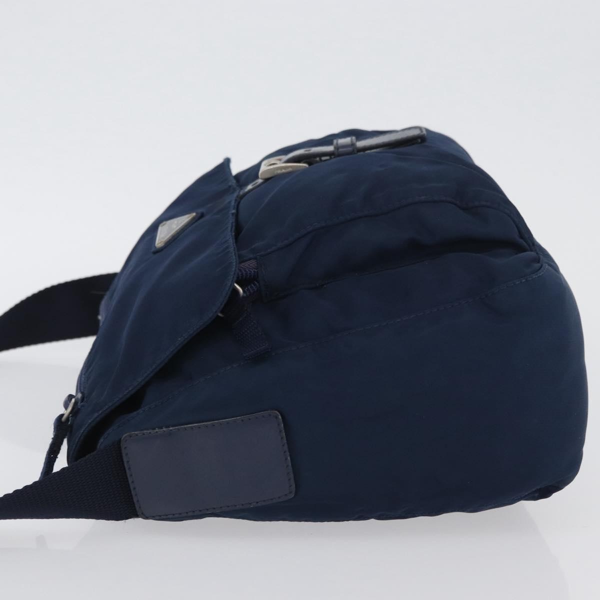 Prada Buckle Messenger Tessuto Navy Nylon Handbag (Pre-Owned)
