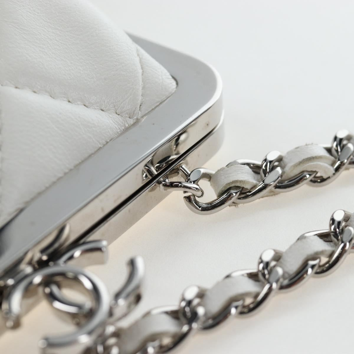 Chanel Cc Frame Clutch With Chain Quilted Lambskin And Plexiglass White Leather Clutche & Pouche Bag (Pre-Owned)