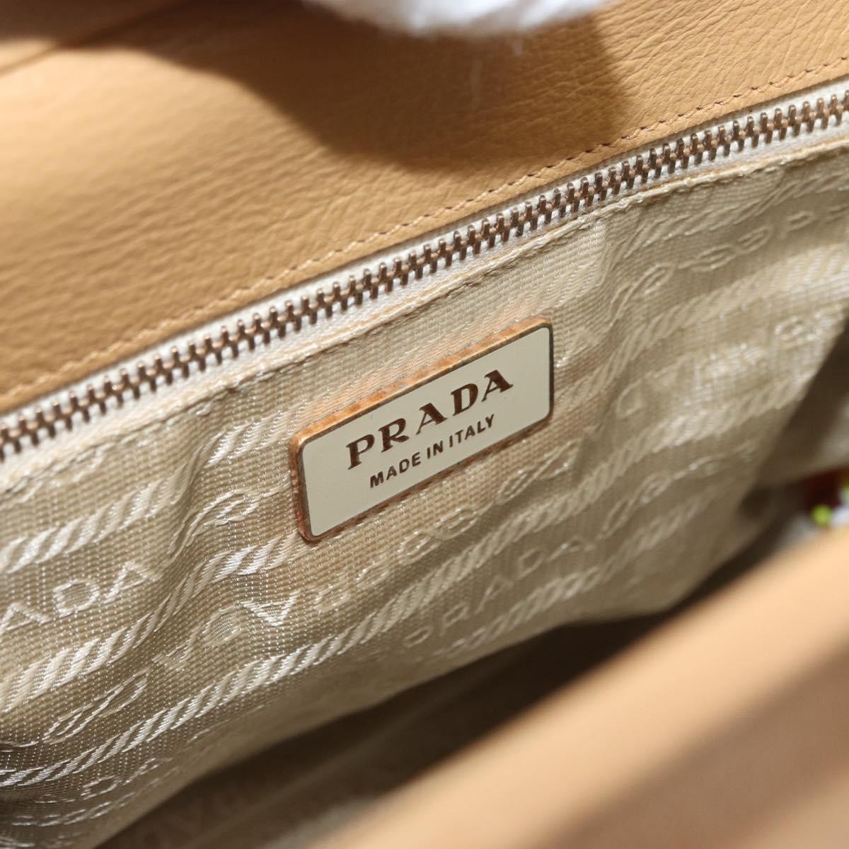 Prada Madras Cerniera Doctor Leather Beige Leather Handbag (Pre-Owned)
