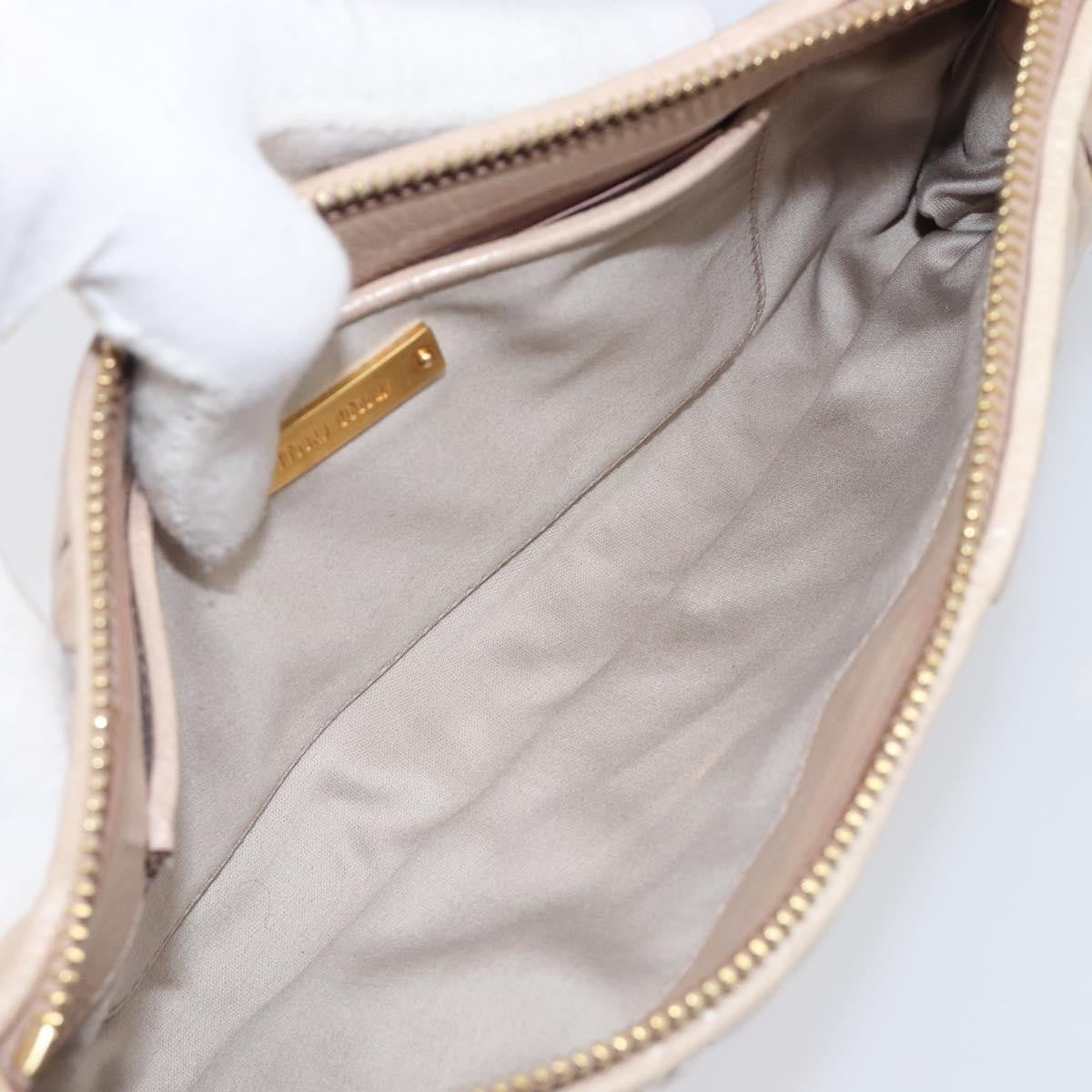 Miu Miu Zip Wristlet Matelasse Leather Beige Leather Clutche & Pouche Bag (Pre-Owned)