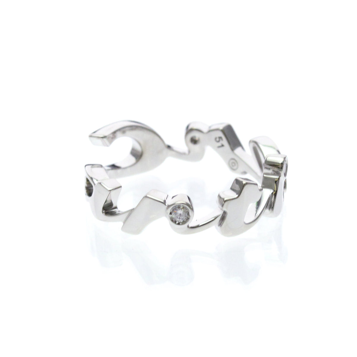 Cartier Signature 18K White Gold Silver White_Gold Ring Jewelry (Pre-Owned)