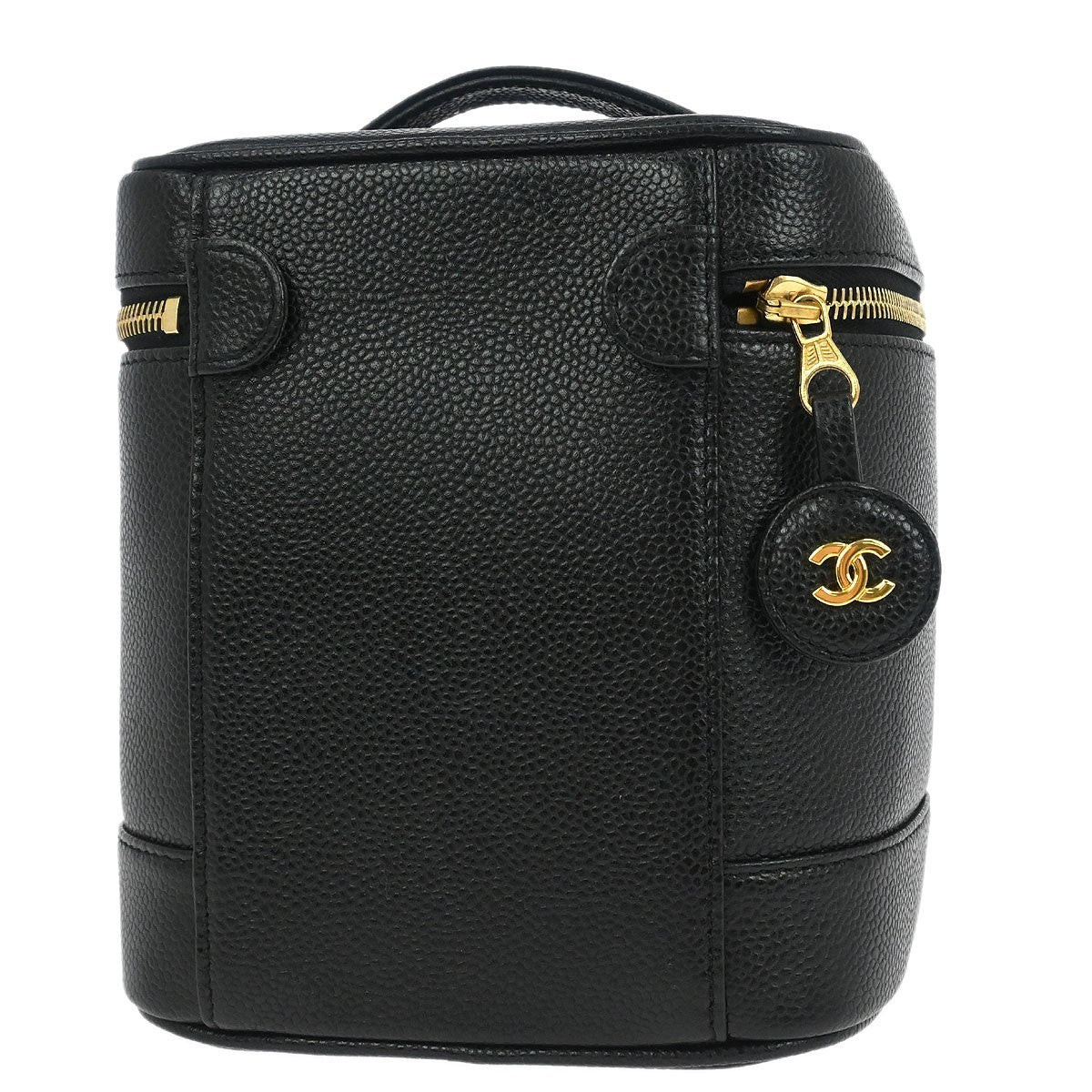 Chanel Vintage Timeless Cosmetic Case Caviar Black Leather Handbag (Pre-Owned)