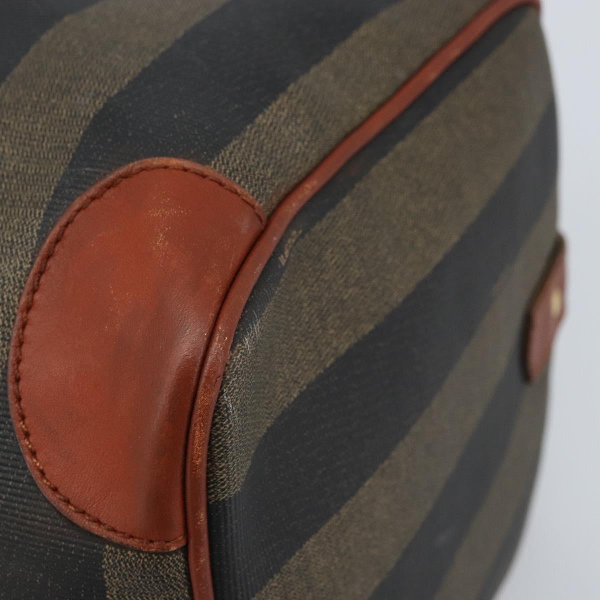 Fendi Vintage Pequin Boston Coated Canvas Brown Canvas Travel Bag Bag (Pre-Owned)