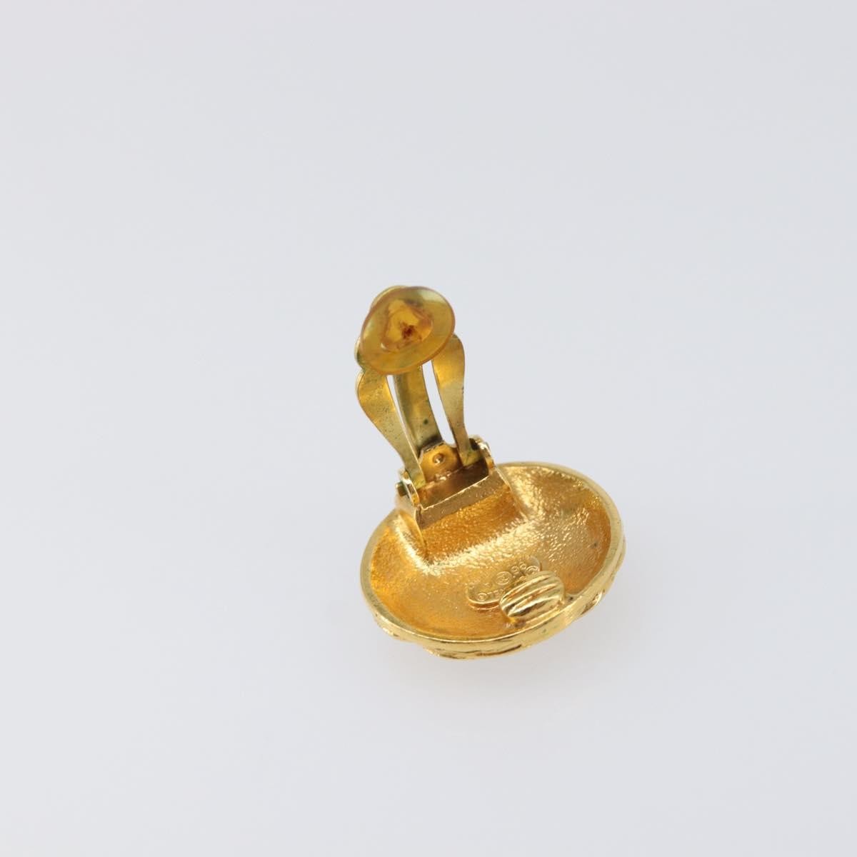 Chanel Vintage Round Cc Clip-On Metal Gold Metal Earrings Jewelry (Pre-Owned)