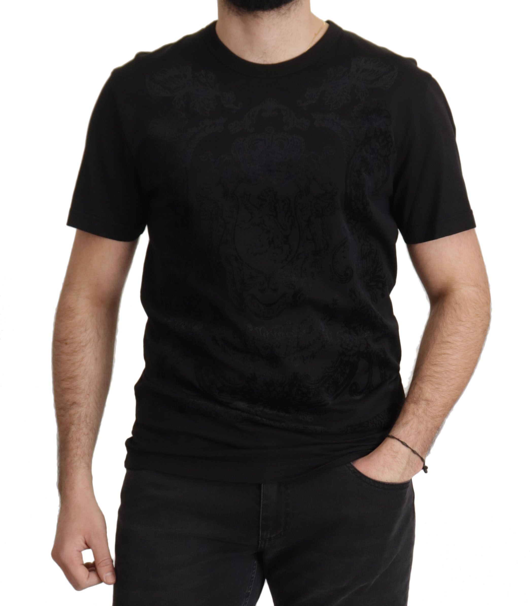 Dolce & Gabbana Elegant Black Baroque Crewneck Men's Tee