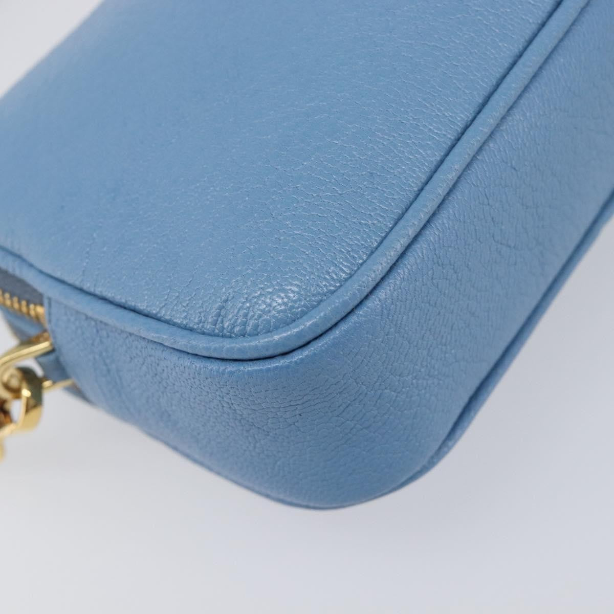 Miu Miu Double Zip Pochette Leather Blue Leather Clutche & Pouche Bag (Pre-Owned)