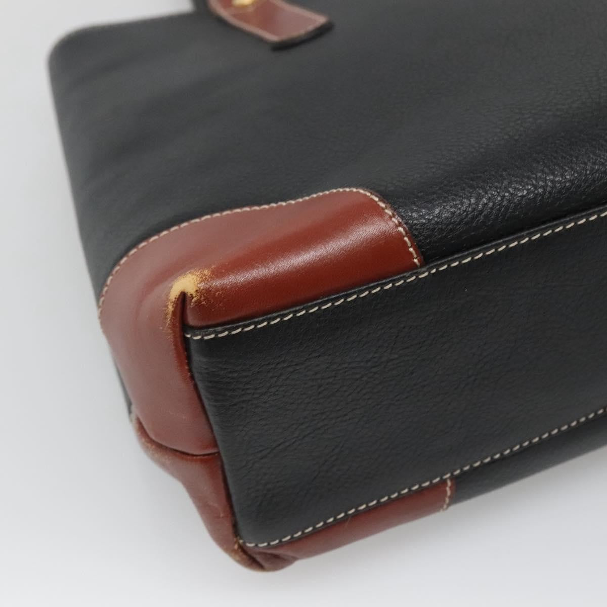 Bally Vintage Leather Black Leather Handbag (Pre-Owned)