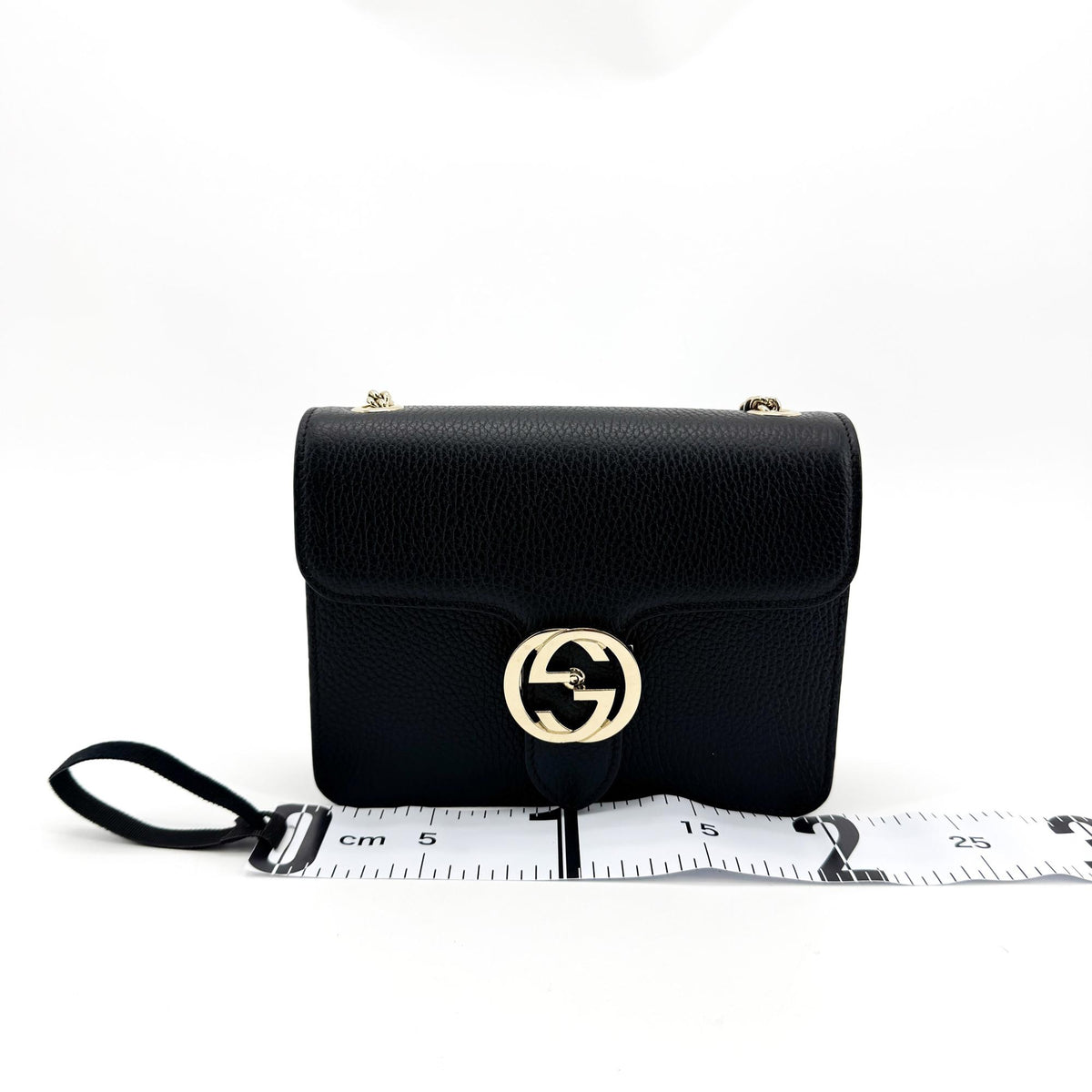 Gucci Interlocking Leather Black Leather Shoulder Bag Bag (Pre-Owned)