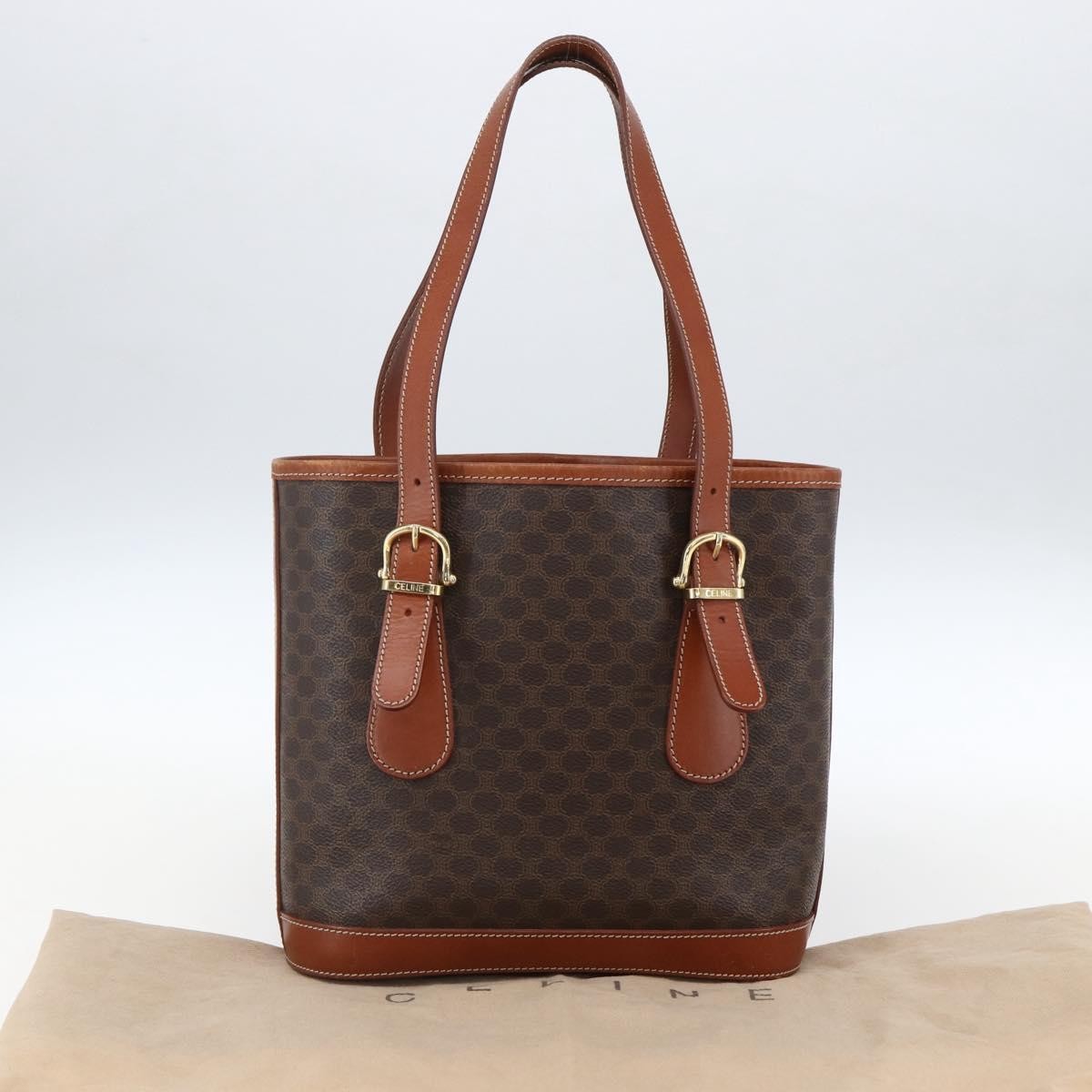 Celine Vintage Macadam Canvas And Leather Brown Canvas Handbag (Pre-Owned)
