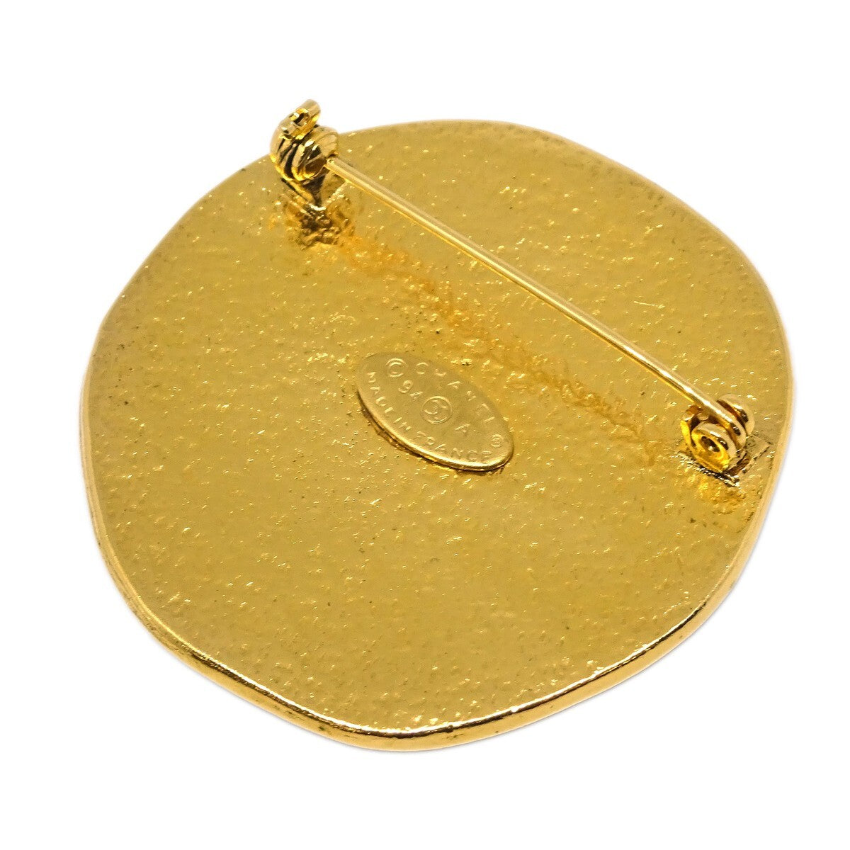 Chanel Vintage Round Cc Sun Metal Gold Gold_Plated Brooch Jewelry (Pre-Owned)