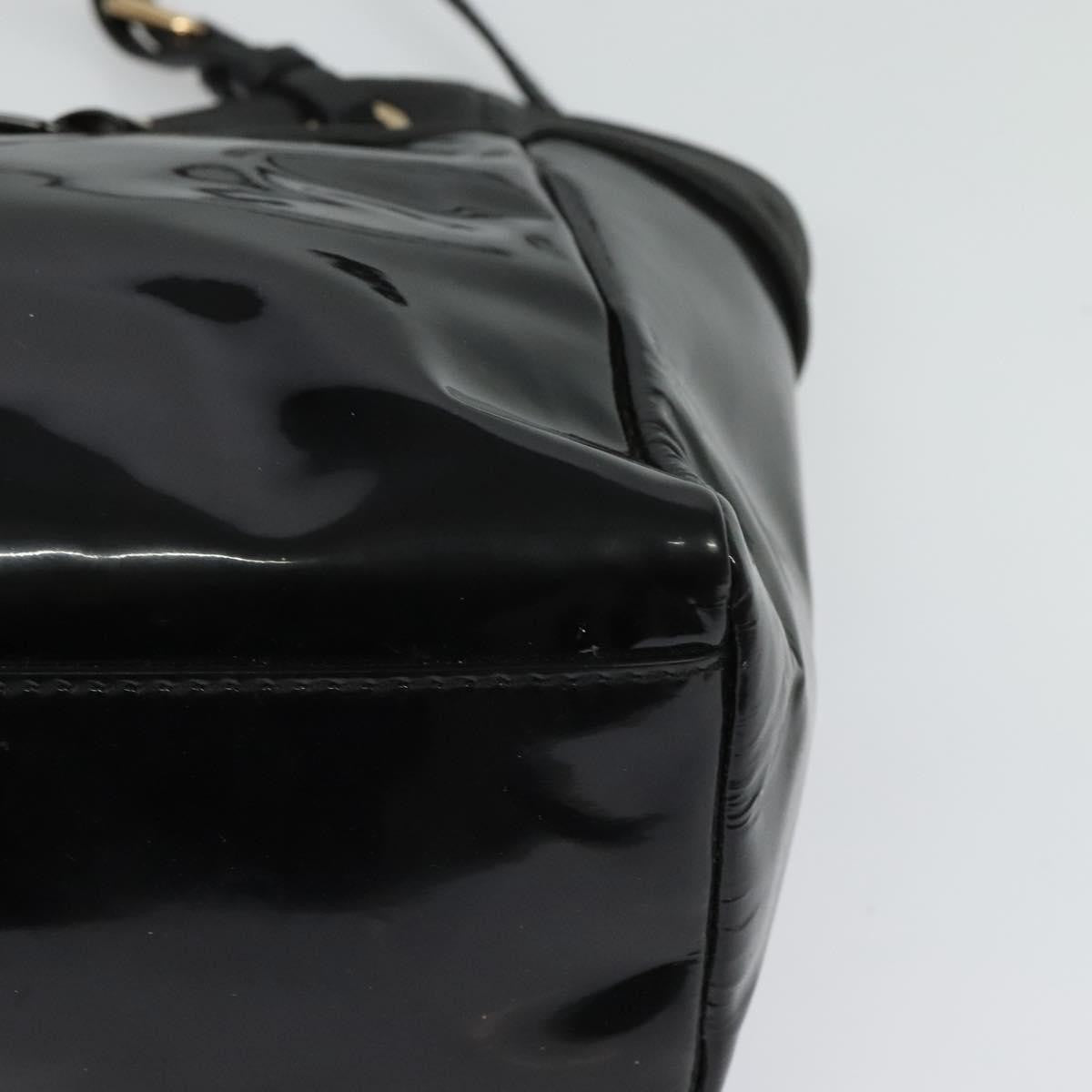 Salvatore Ferragamo Vala Patent Leather Black Patent_Leather Handbag (Pre-Owned)