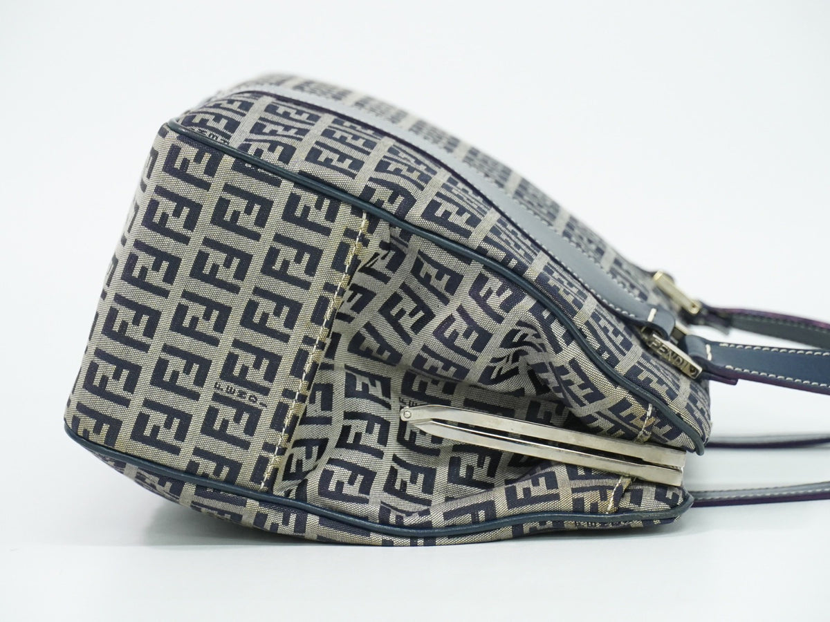 Fendi Vintage Shoulderbag Canvas Navy Canvas Shoulder Bag Bag (Pre-Owned)