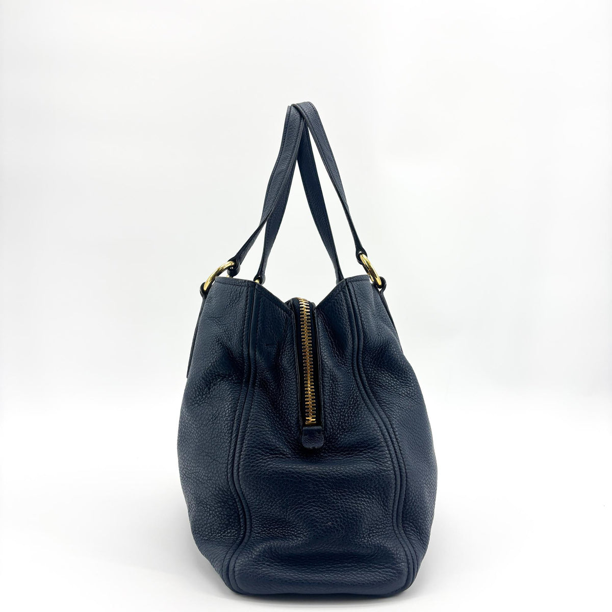 Miu Miu Phenix Convertible Leather Navy Leather Tote Bag Bag (Pre-Owned)