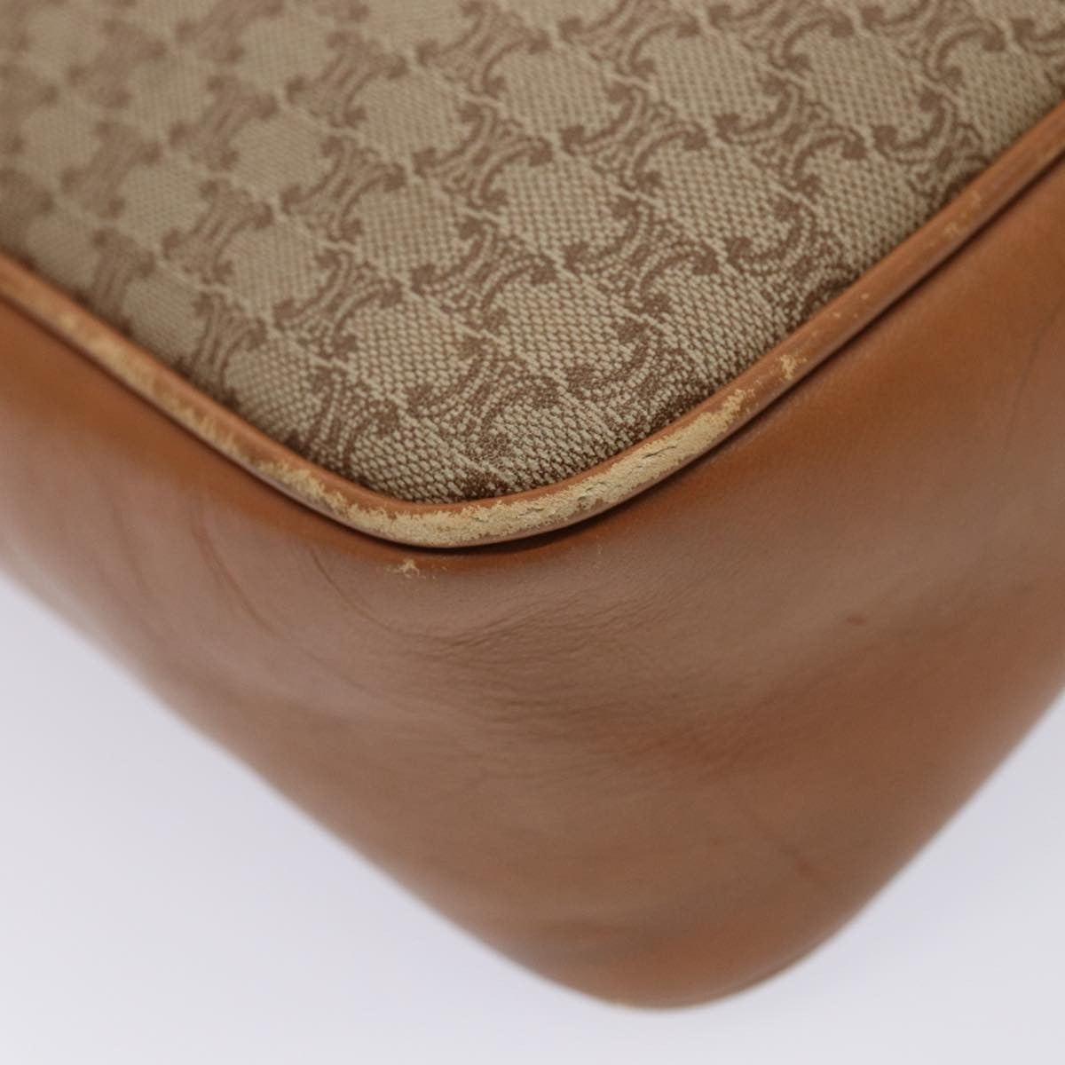 Celine Vintage Macadam Canvas And Leather Beige Canvas Shoulder Bag Bag (Pre-Owned)