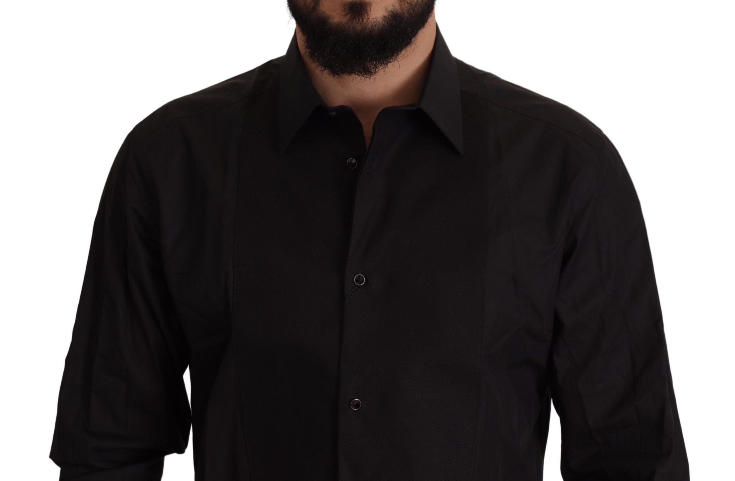 Dolce & Gabbana Sleek Black Tuxedo Dress Shirt - Slim Men's Fit