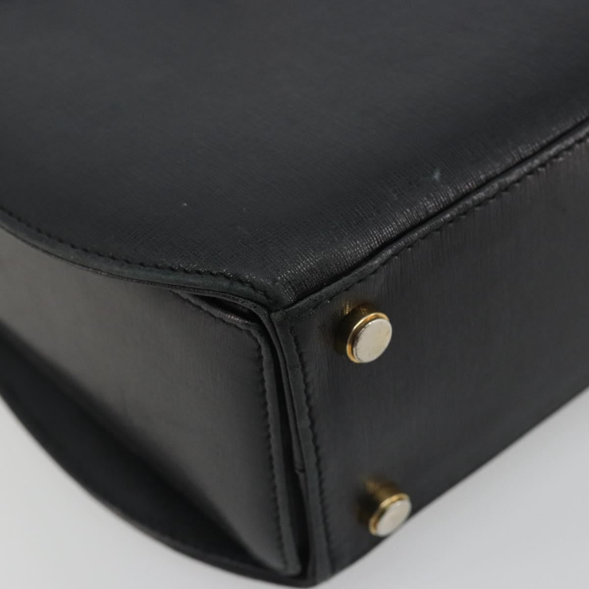 Salvatore Ferragamo Gancini Leather Black Leather Handbag (Pre-Owned)