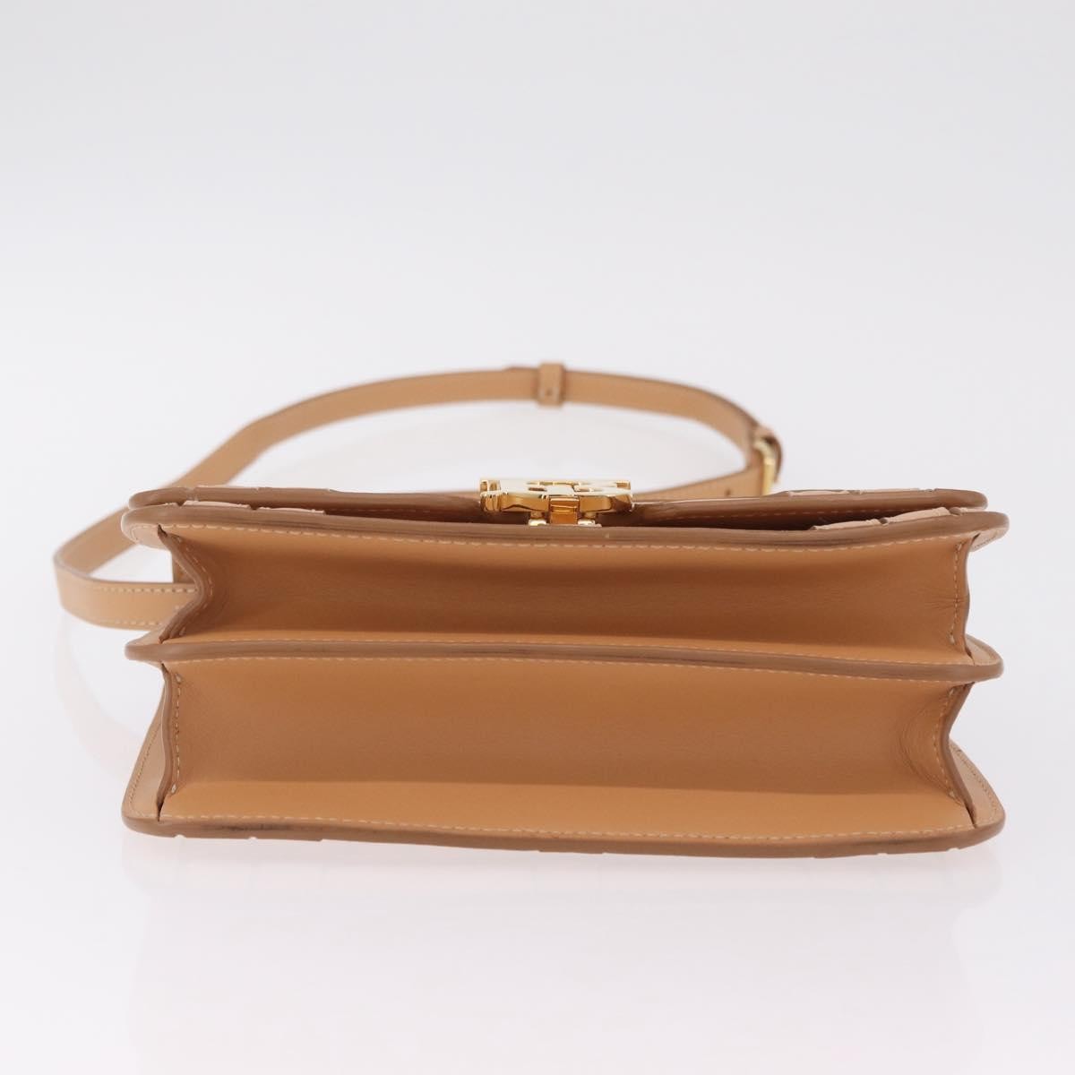 Burberry Tb Flap Woven Leather Beige Leather Handbag (Pre-Owned)