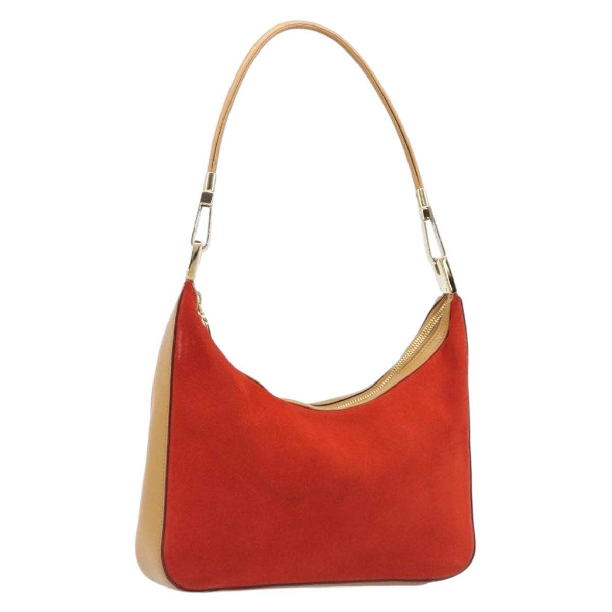 Gucci Vintage Zip Hobo Leather & Suede Red Suede Shoulder Bag Bag (Pre-Owned)