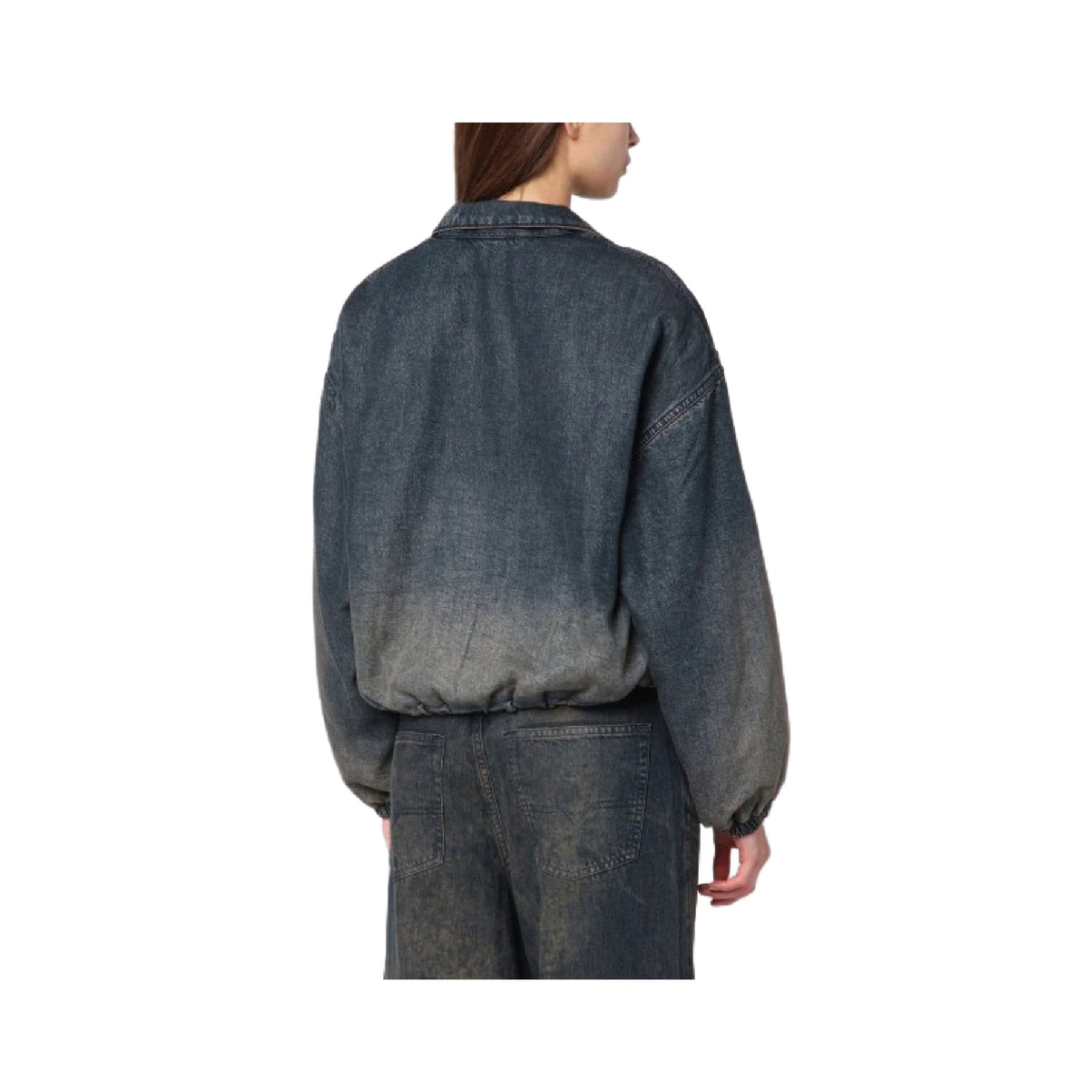 Diesel Women's De-Flower Jacket In Medium Blue With Faded Effect