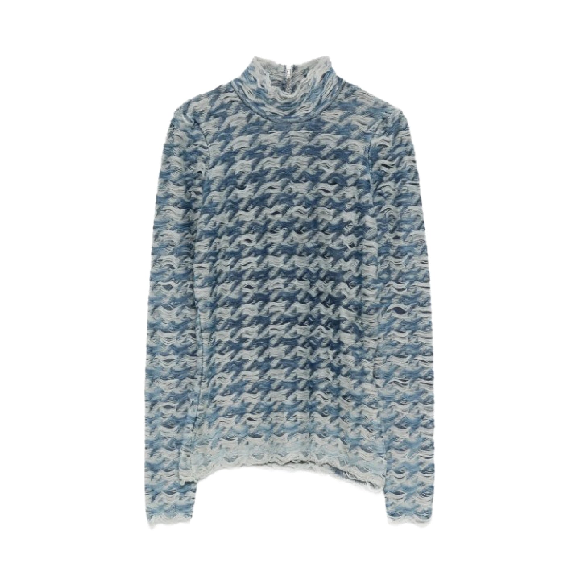 Diesel Women's Blue/Light Grey Patterned Turtleneck Sweater
