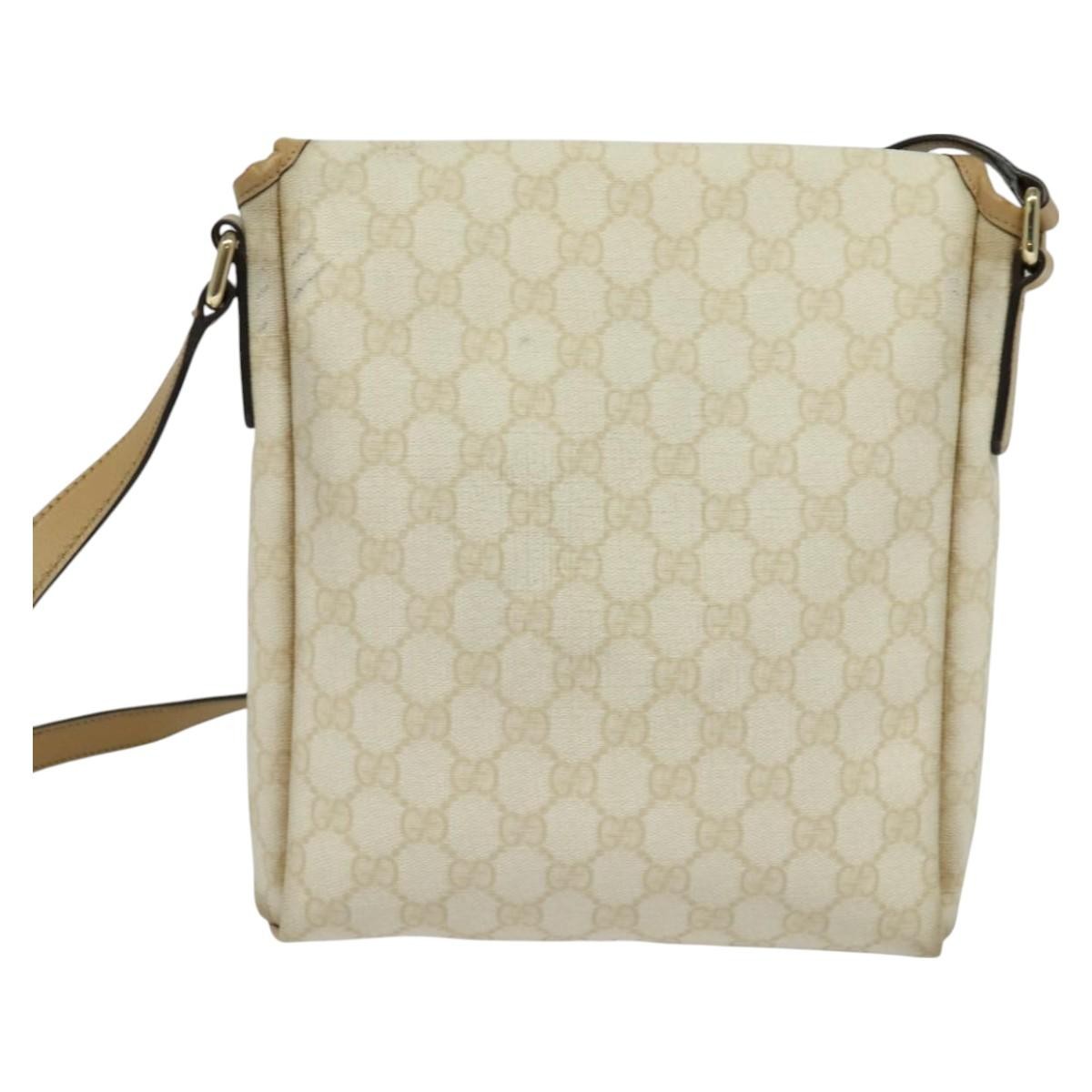 Gucci Flap Messenger Gg Coated Canvas White Canvas Shoulder Bag Bag (Pre-Owned)