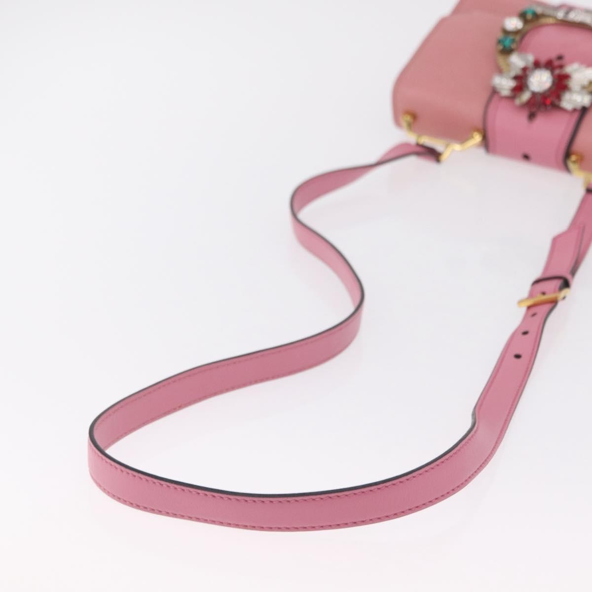 Miu Miu Madras Crystal Buckle Leather Pink Leather Shoulder Bag Bag (Pre-Owned)
