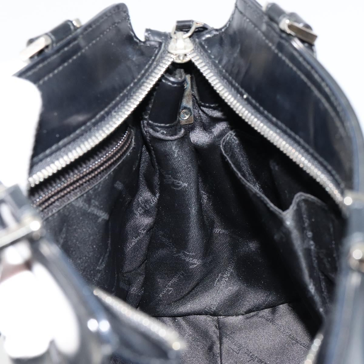 Salvatore Ferragamo Double Gancini Side Buckle Leather Black Leather Tote Bag Bag (Pre-Owned)