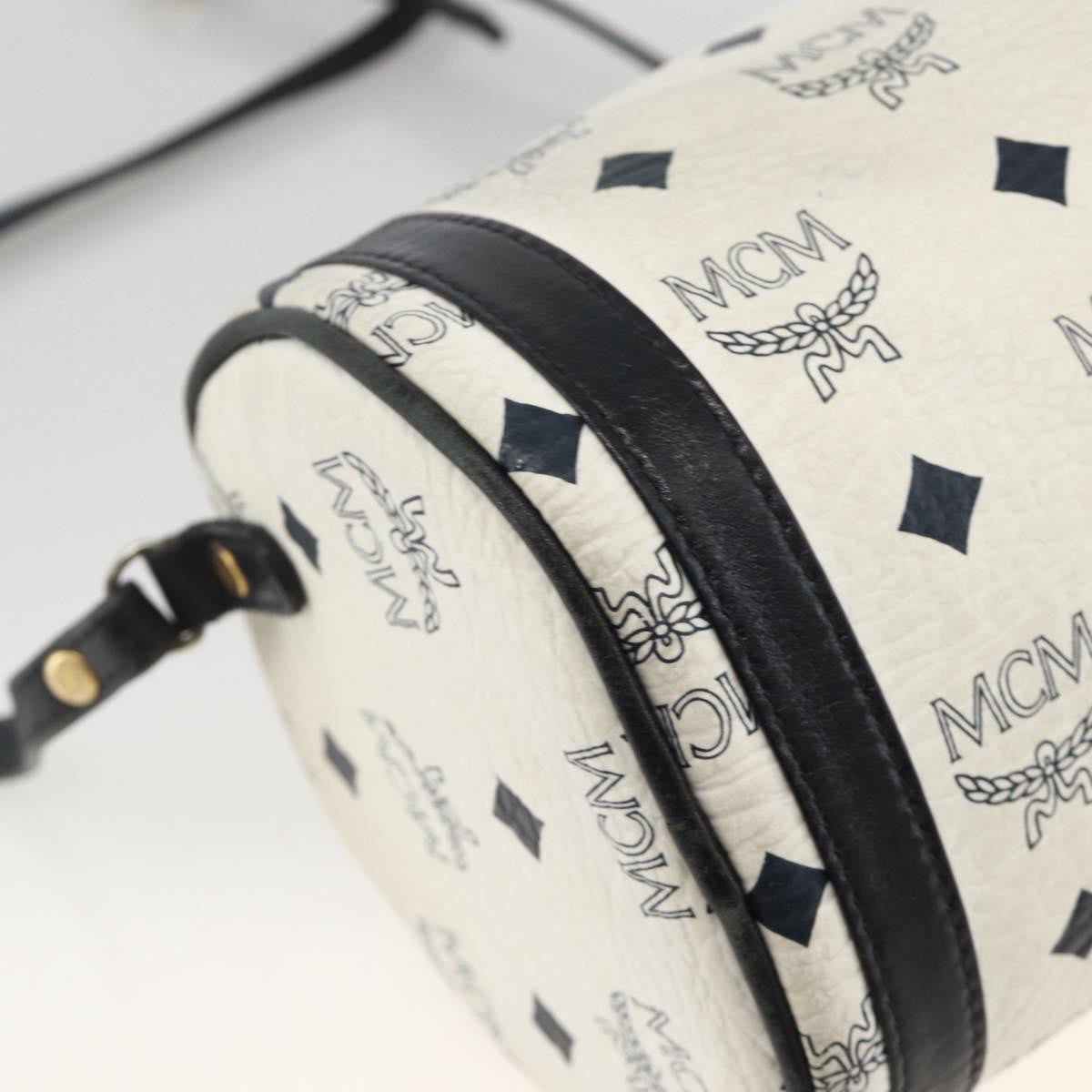 MCM Visetos Leather White Leather Shoulder Bag Bag (Pre-Owned)