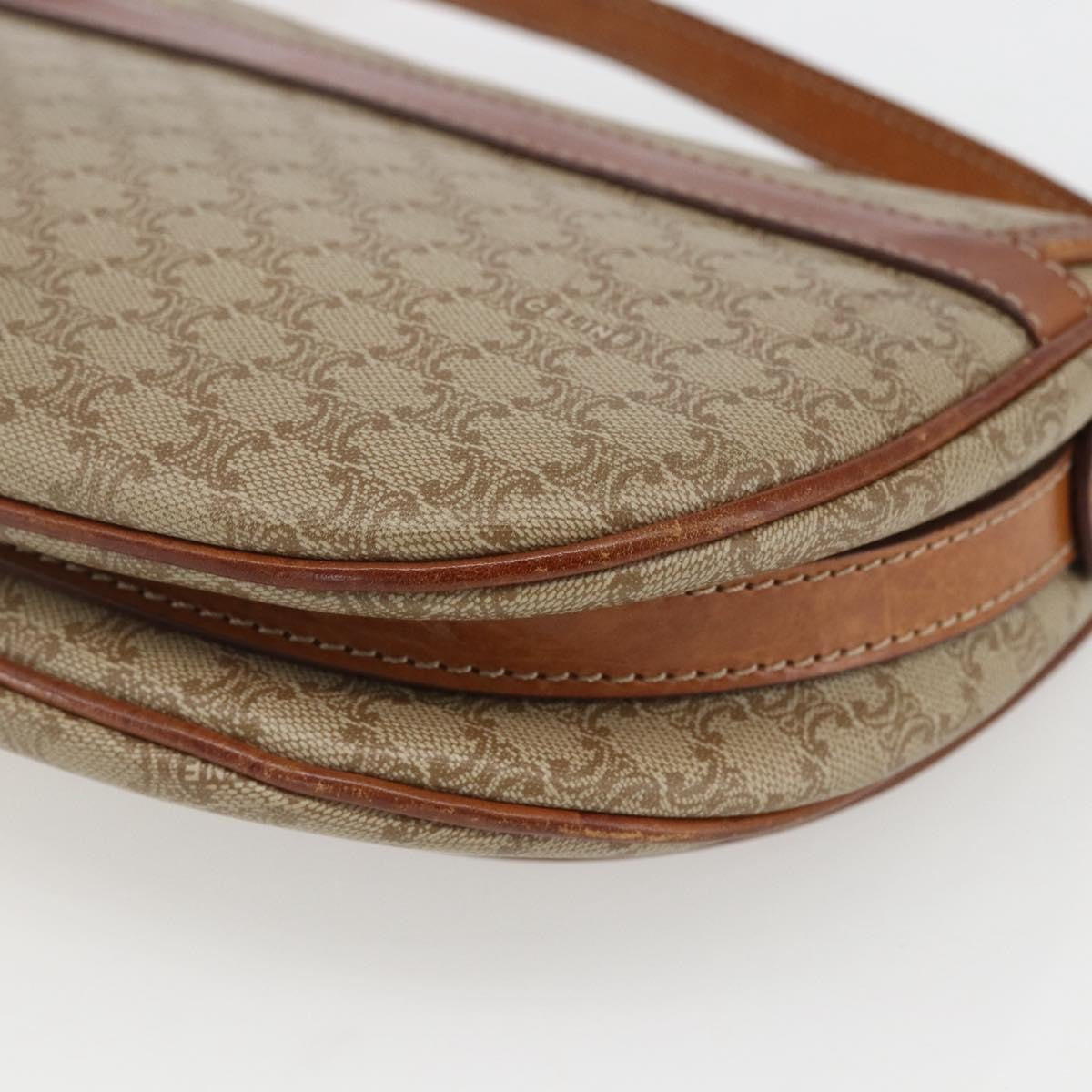 Celine Vintage Macadam Circle Logo Canvas And Leather Beige Canvas Shoulder Bag Bag (Pre-Owned)