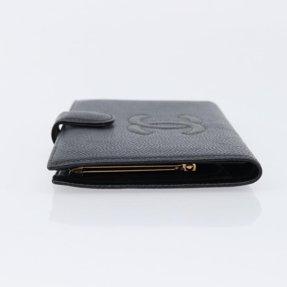 Chanel Vintage Cc Bifold Leather Black Leather Wallets Accessory (Pre-Owned)