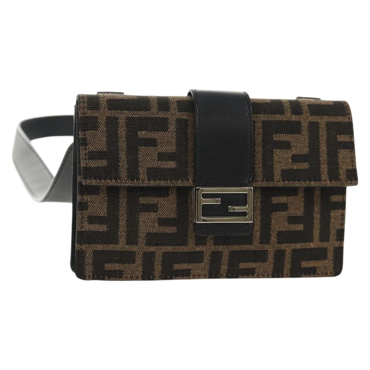 Fendi Baguette Convertible Belt Zucca Canvas Black Canvas Bag (Pre-Owned)
