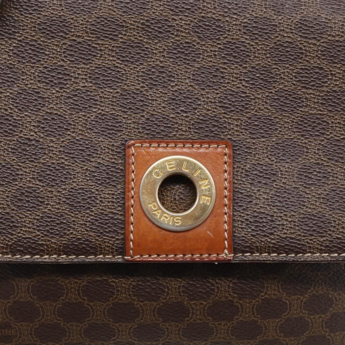 Celine Macadam Shoulder Leather Brown Canvas Crossbody Bag Bag (Pre-Owned)