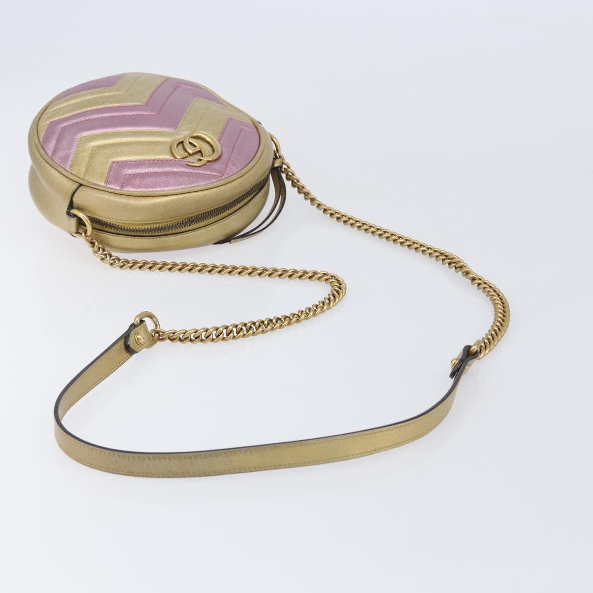 Gucci Gg Marmont Round Matelasse Leather Gold Leather Shoulder Bag Bag (Pre-Owned)