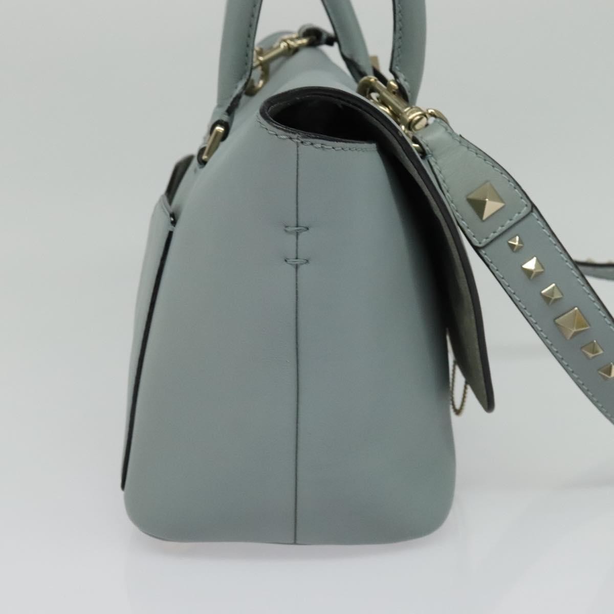 Valentino Garavani Demilune Flap Satchel Leather Blue Leather Bag (Pre-Owned)