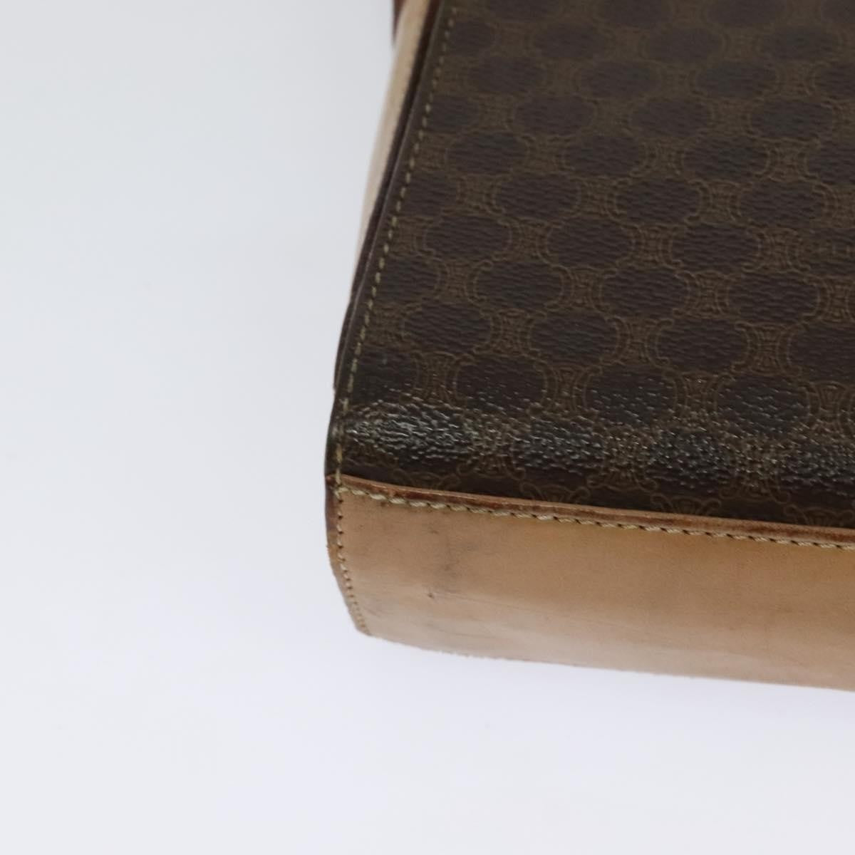 Celine Vintage Macadam Circle Logo Canvas And Leather Brown Canvas Shoulder Bag Bag (Pre-Owned)