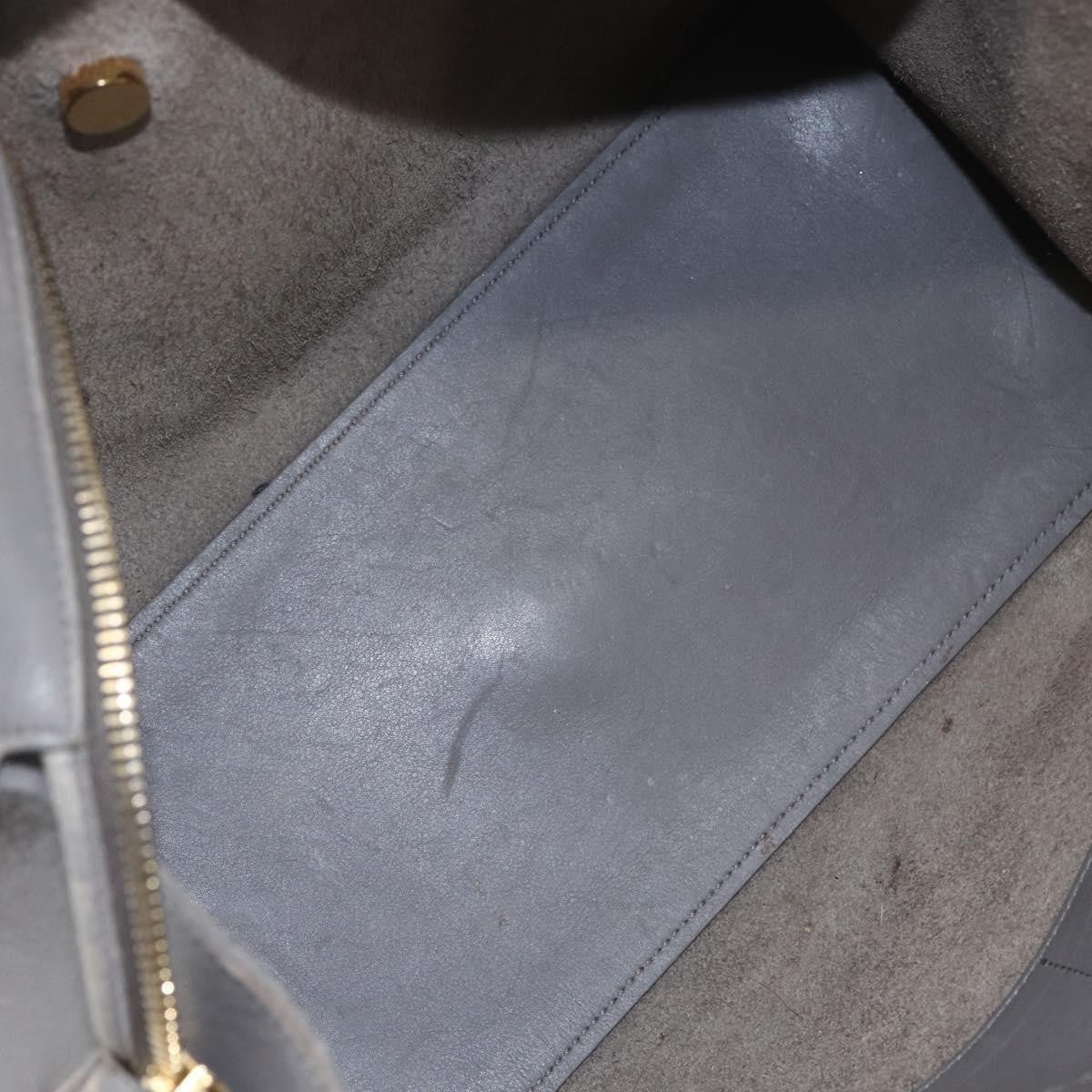 Saint Laurent Classic Y Cabas Leather Gray Leather Tote Bag Bag (Pre-Owned)
