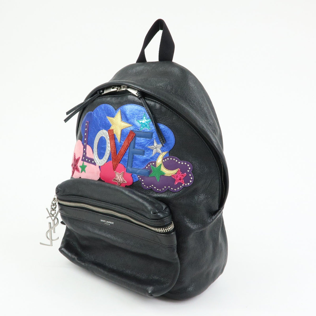 Saint Laurent City Patchwork Leather Black Leather Backpack Bag (Pre-Owned)