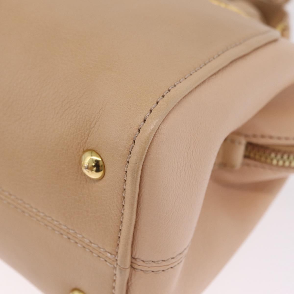 Fendi Chameleon Satchel Leather Beige Leather Handbag (Pre-Owned)