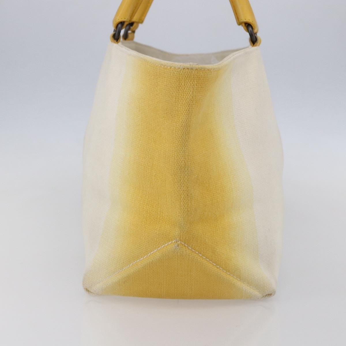 Bottega Veneta Braided Handle Open Canvas With Leather Yellow Canvas Bag (Pre-Owned)