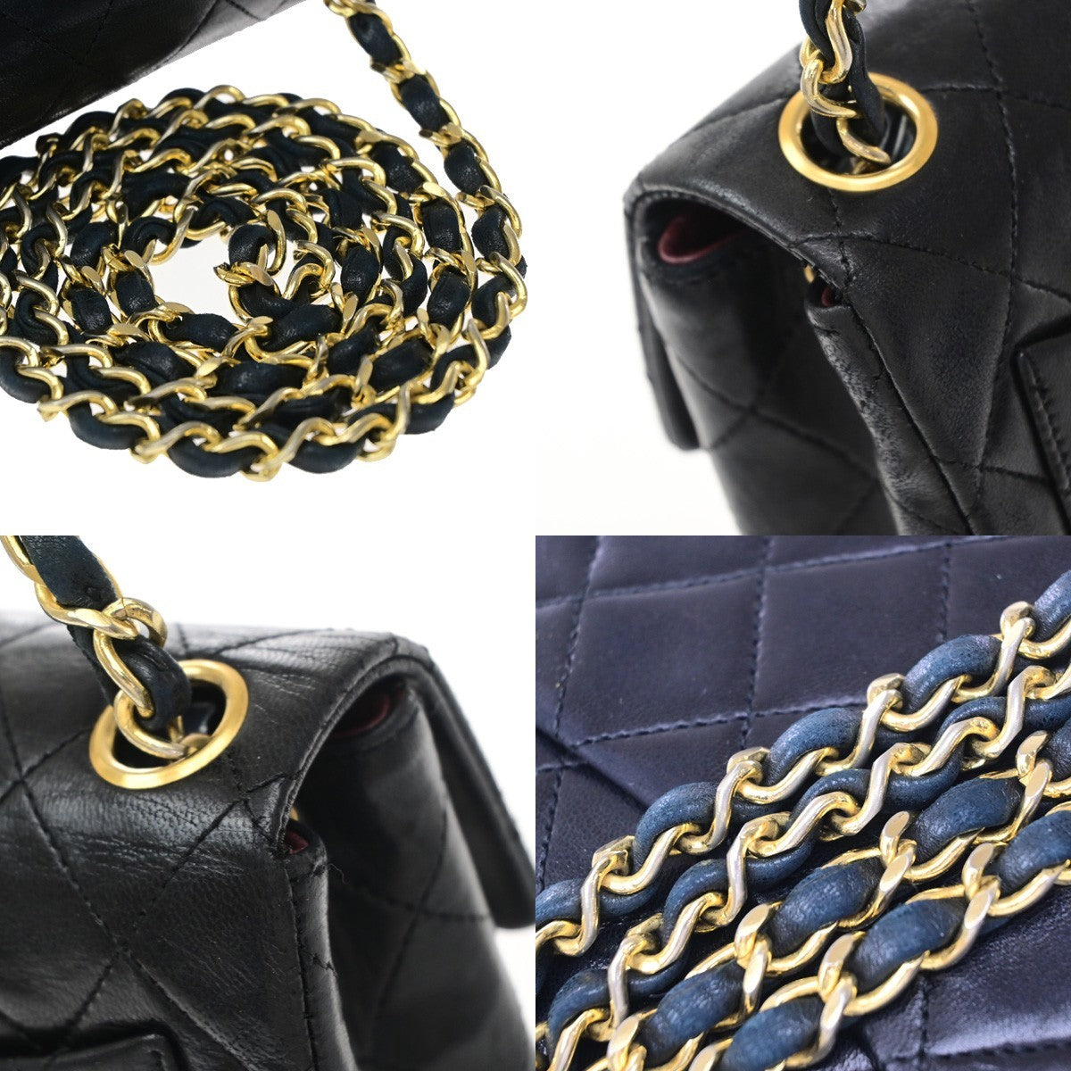 Chanel Vintage Square Classic Flap Quilted Lambskin Black Leather Shoulder Bag Bag (Pre-Owned)