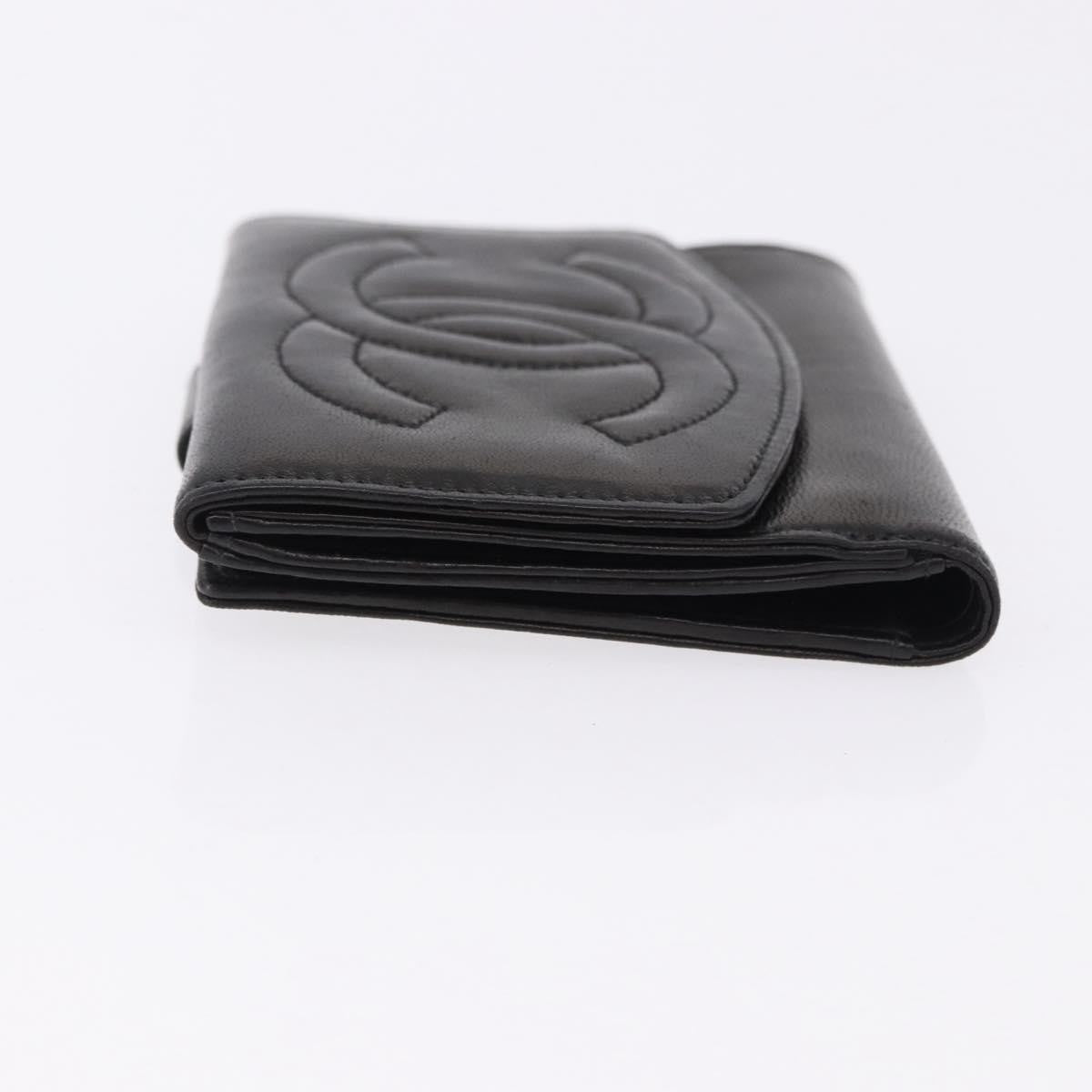 Chanel Vintage Timeless Bifold Lambskin Black Leather Wallets Accessory (Pre-Owned)