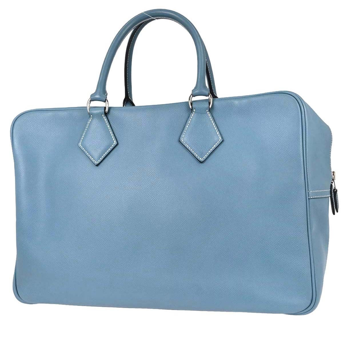 Hermes Plume Epsom Blue Leather Handbag (Pre-Owned)