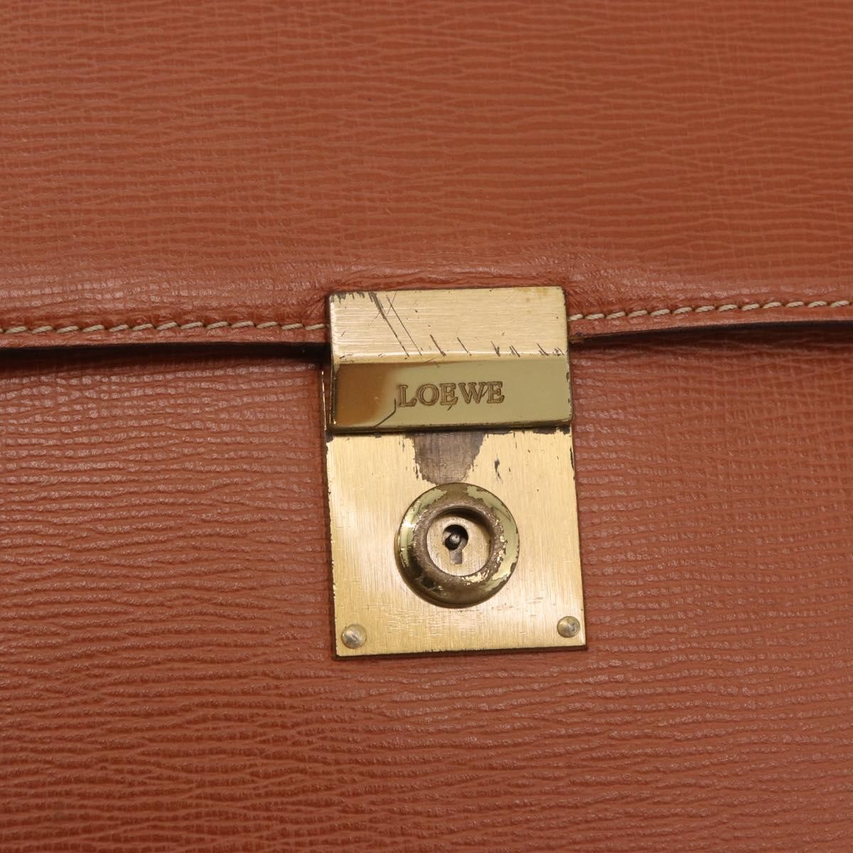 Loewe Anagram Business Leather Brown Leather Briefcase Bag (Pre-Owned)