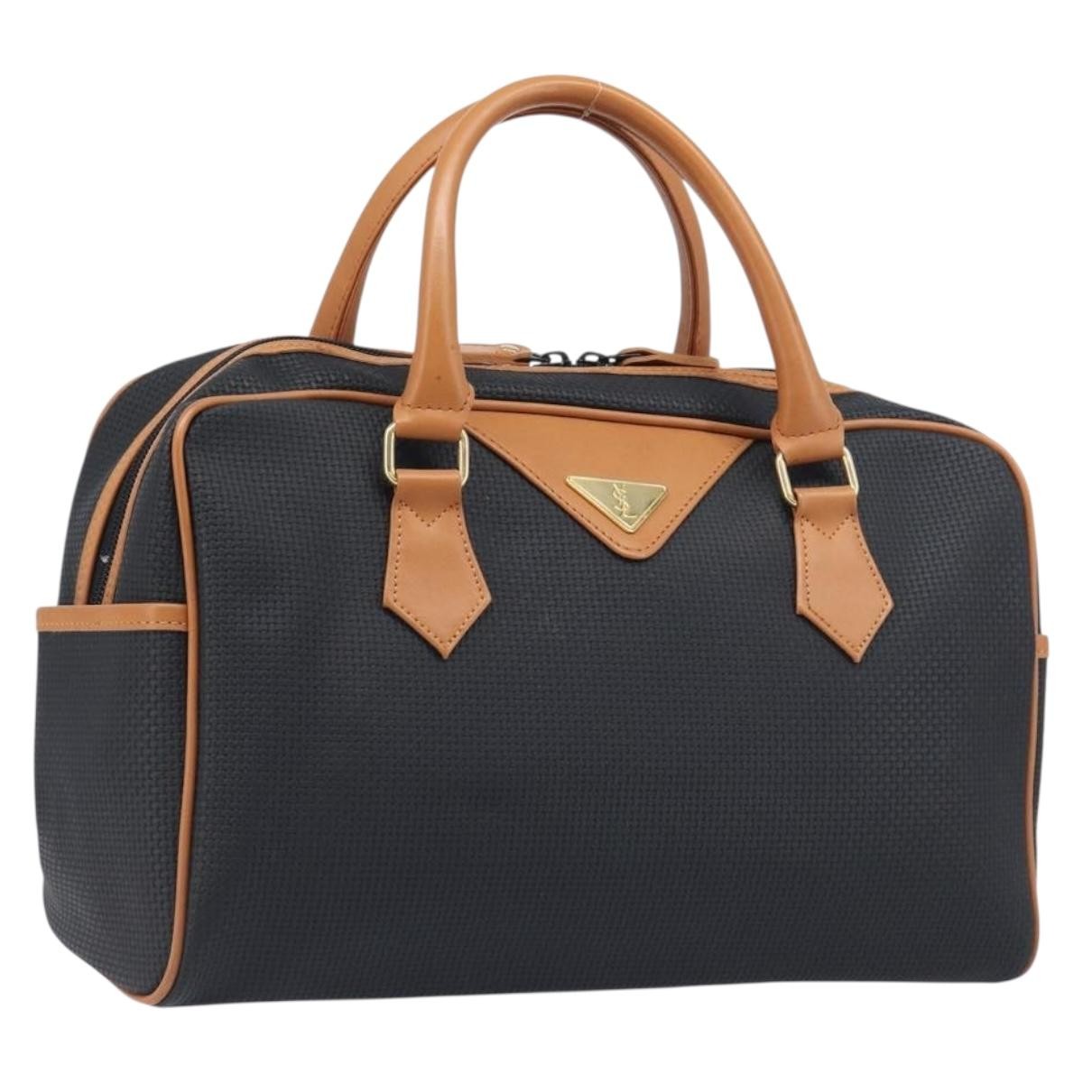 Saint Laurent Boston Bag Canvas Black Canvas Handbag (Pre-Owned)