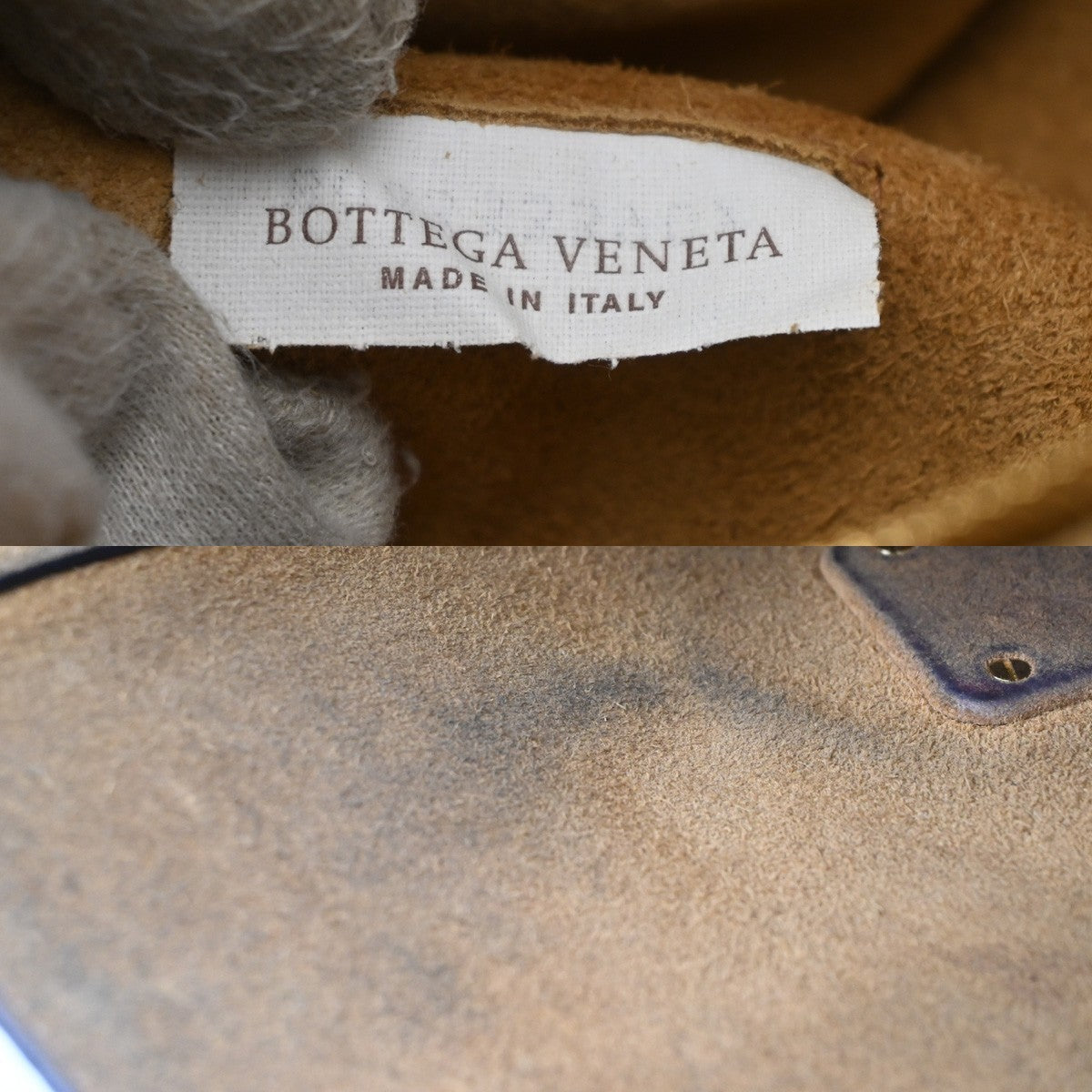 Bottega Veneta Arco Grainy Leather Navy Leather Tote Bag Bag (Pre-Owned)