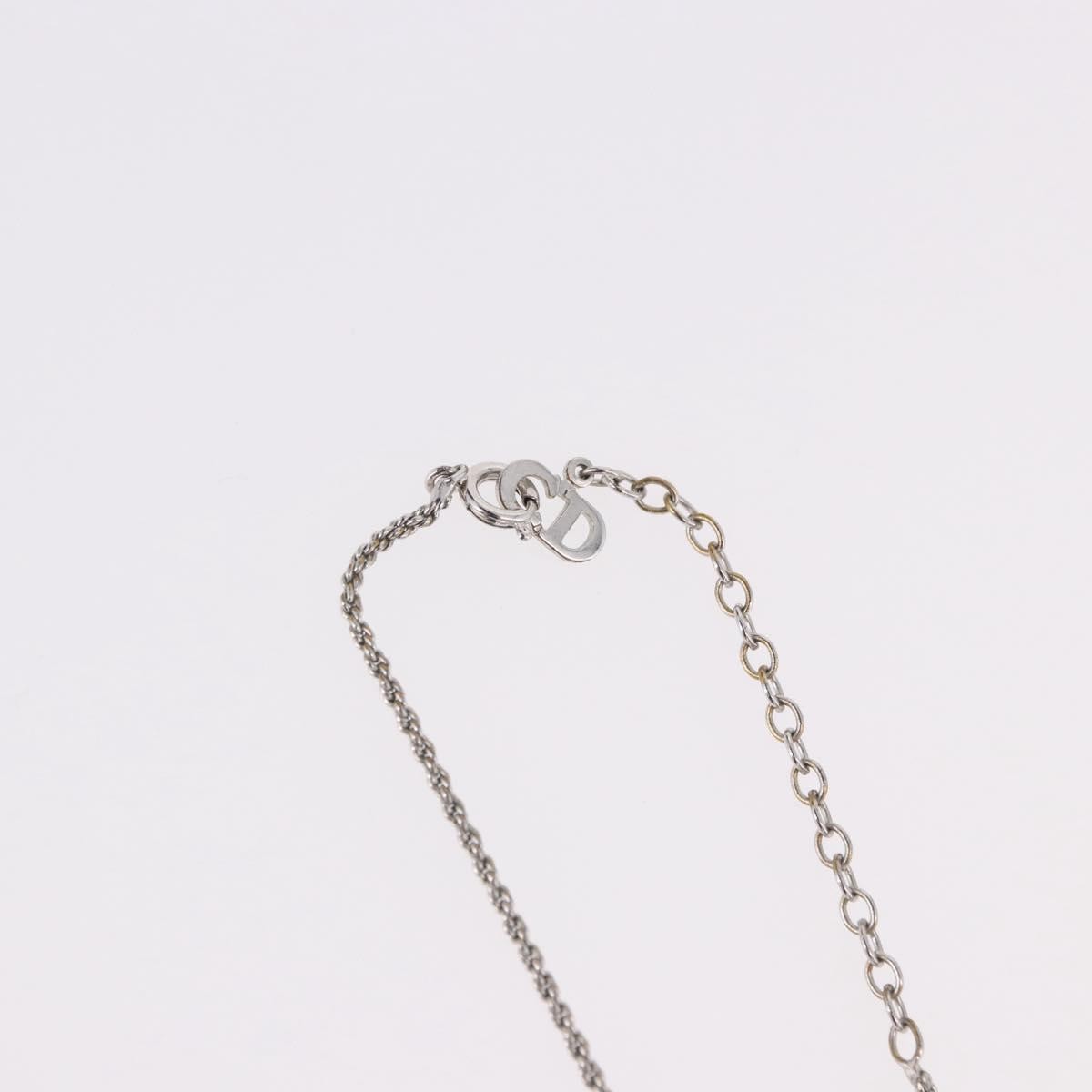 Christian Dior Vintage Circle Pendant Metal Silver Metal Necklace Jewelry (Pre-Owned)