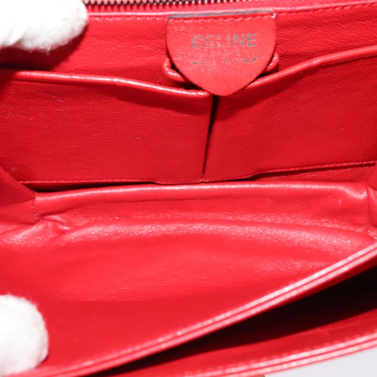 Celine Vintage Triomphe Shoulder Leather Red Leather Shoulder Bag Bag (Pre-Owned)